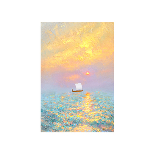 一帆风顺海景客厅装饰画现代简约艺术肌理感餐厅挂画入户玄关壁画