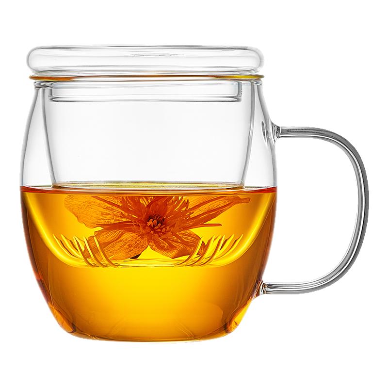 玻璃茶杯带过滤茶水分离泡茶杯办公家用加厚三件杯水杯男2026新款