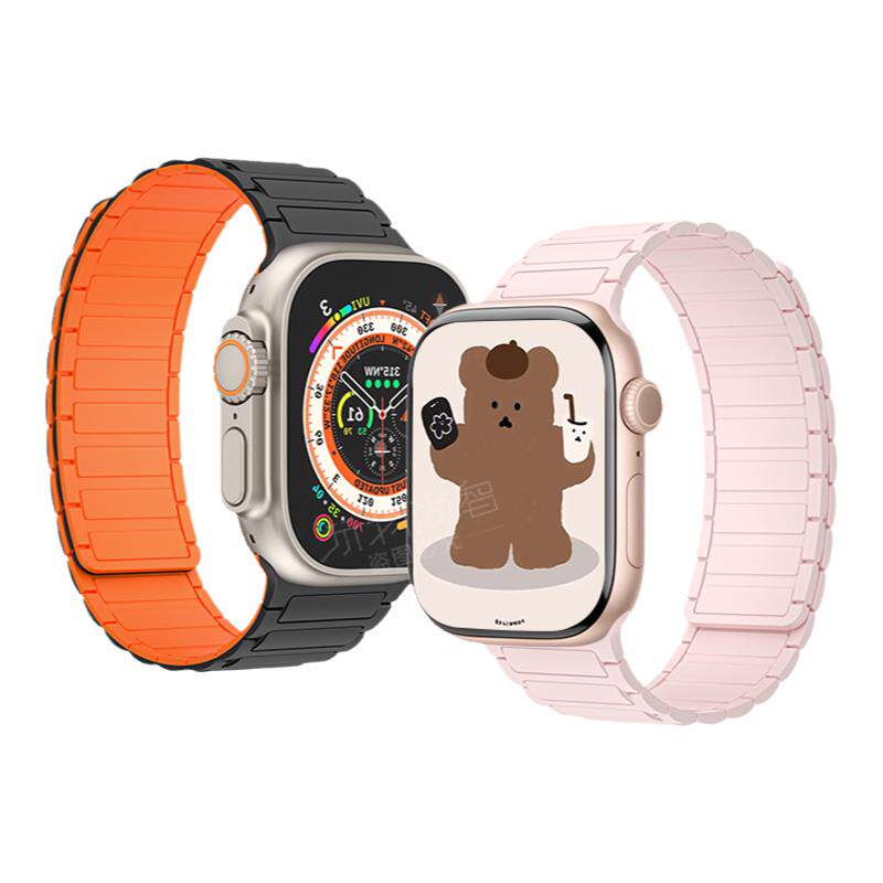 适用苹果ApplewatchS12/11手表ultra4工字3磁吸2硅胶表带iwatchs10运动9智能8小众se创意6女生春夏男装甲款