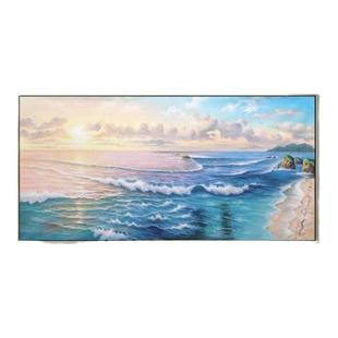 海景日出客厅横版装饰画纯手绘油画大海海浪风景沙发背景墙挂画