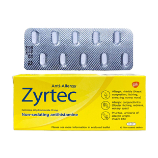 泰版Zyrtec抗过敏片盐酸西替利臻片过敏性鼻炎结膜炎皮疹眼痒发红