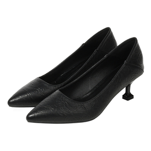 2025春秋新款单鞋高跟鞋女软皮黑色5cm小跟3cm猫跟尖头细跟工作鞋
