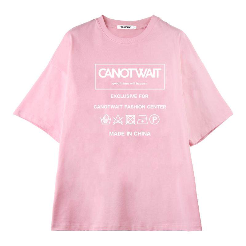 CANOTWAIT_洗标图案印花短袖T恤