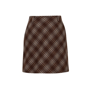 【孟子义同款】诗凡黎微磨毛感显瘦格纹长直筒裙25秋显瘦遮跨短裙