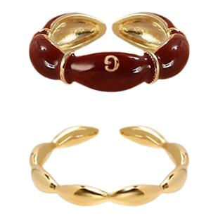 法式简约红色戒指女轻奢复古小众独特设计开口可调节指环个性配饰