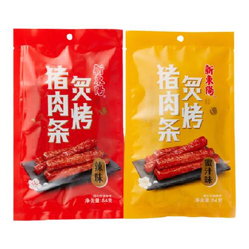 新东阳休闲零食吮指肉脯肉干即食小吃炙烤猪肉条原味辣味84g/袋