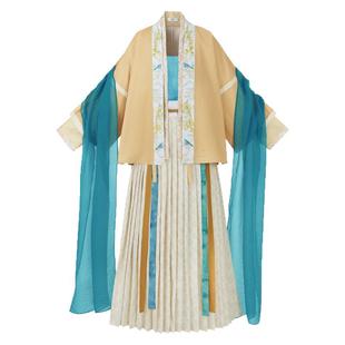 花朝记｜秋分｜宋制汉服飞机袖对襟衫一片式褶裙吊带披帛绣花提花