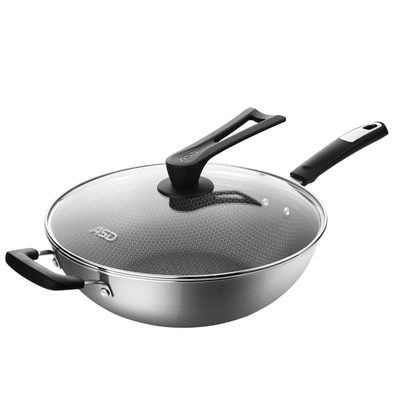 爱仕达不锈钢炒锅蜂窝家用