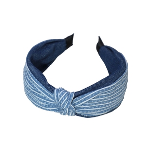 原创不撞款~小众文艺复古发箍头箍宽蓝色牛仔布条纹百搭韩国发饰