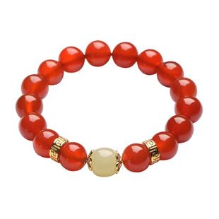 天然红玛瑙手链女士和田玉本命年转运珠水晶手串送闺蜜女朋友礼物