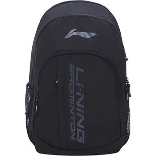 李宁双肩包 羽毛球系列  男女同款轻便耐用大容量收纳黑色背包