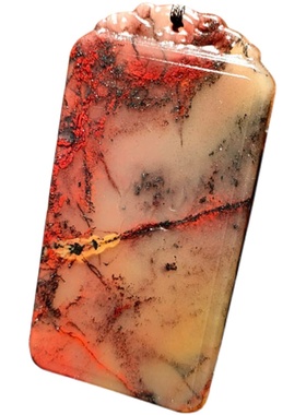 天然桂林鸡血玉石双面雕刻精品平安无事牌子吊坠配饰项链男士玉佩