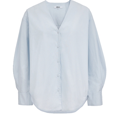 ONLY纯色宽松落肩纯棉衬衫