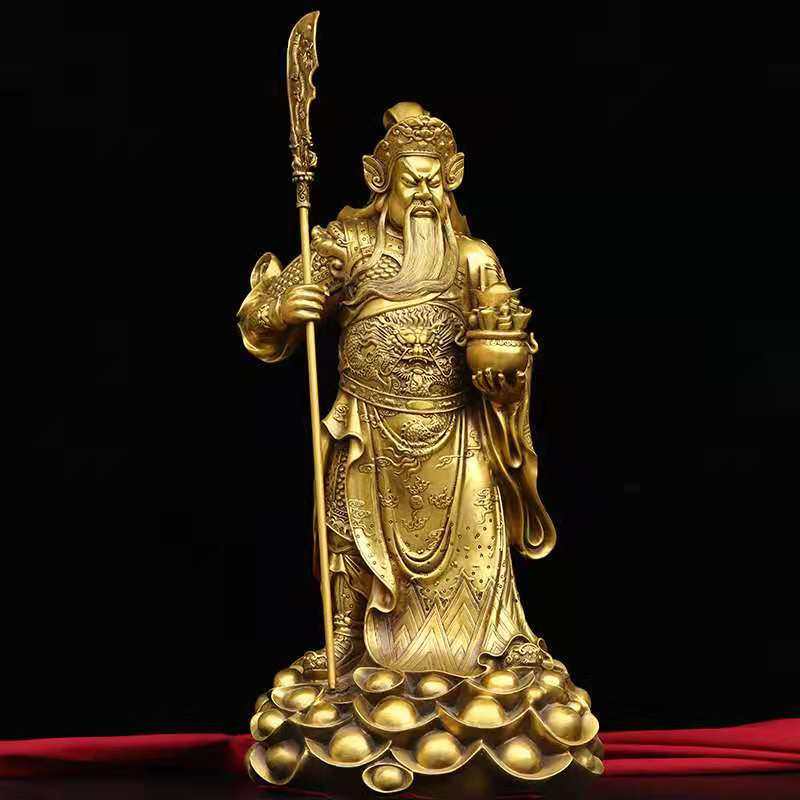 关公佛像摆件纯铜立刀关帝武财神关二爷铜像公司开业家用关羽神像