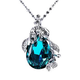 法国IDee水滴项链女气质时尚个性吊坠轻奢小众设计感蓝宝石配饰品