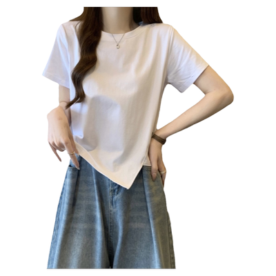 不规则下摆短袖T恤女夏季韩版