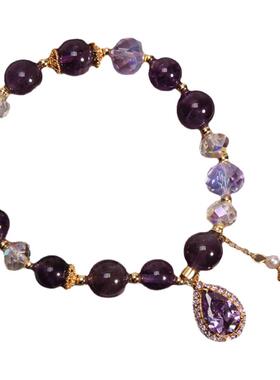 【原版】天然紫色水晶手链女森系冷淡风轻奢复古手串手环闺蜜饰品