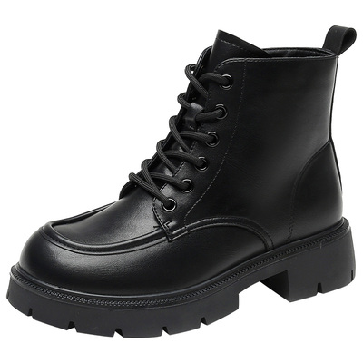马丁靴时尚休闲粗跟中跟侧拉链