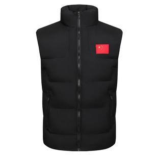 秋冬季马甲男女国家队运动员训练羽绒棉背心马夹保暖加厚国服外套