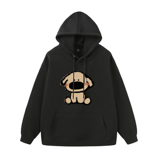 加绒卫衣女款2025新款黑色连帽宽松慵懒风胖mm大码秋冬长袖上衣女