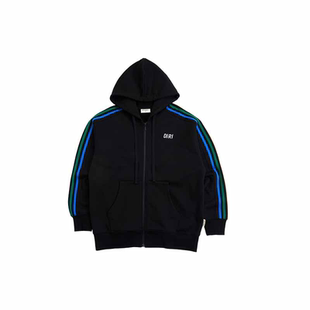 DifferentRiver秋冬新款 彩虹拉条 抓绒连帽拉链简约休闲动套装