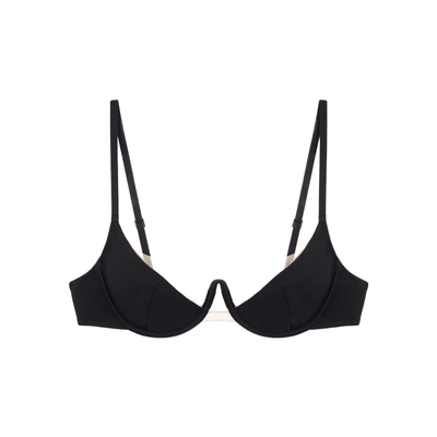 何识肤色网纱倒V线条钢圈文胸