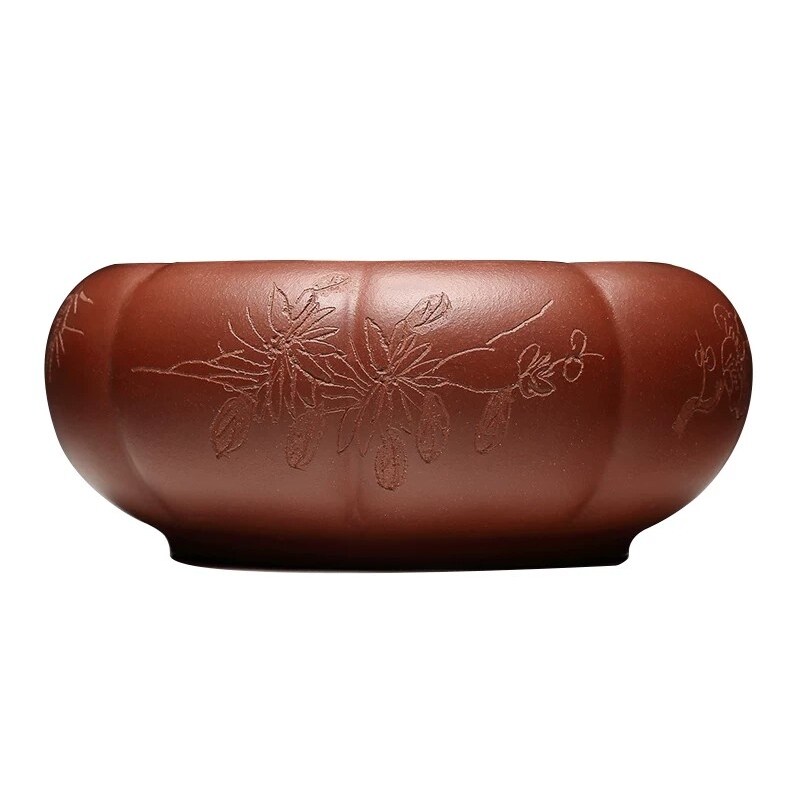 宜兴紫砂荷花纹大号茶洗建水