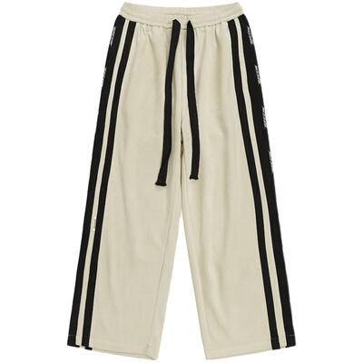 BJHG美式麂皮绒直筒阔腿休闲长裤