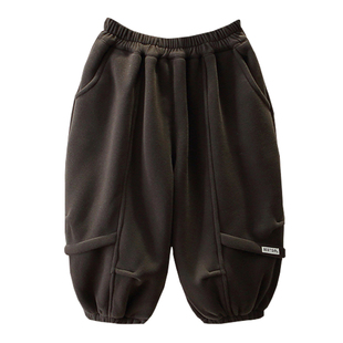 男童冬季加绒裤子2025新款儿童韩版休闲卫裤宝宝洋气保暖灯笼裤潮