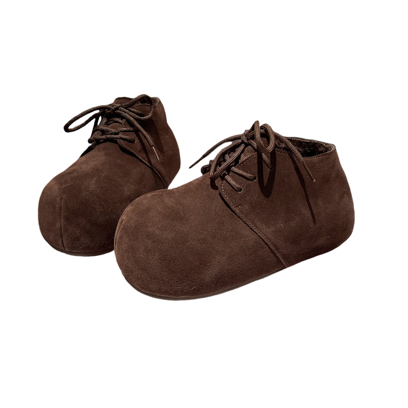 2025年真皮大头系带卡皮巴拉丑萌面包鞋小个子勃肯鞋雪地棉靴女鞋