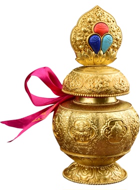 现货正品亚青装藏地藏王纯铜宝瓶僧众八吉祥宝瓶供奉佛堂居家摆件