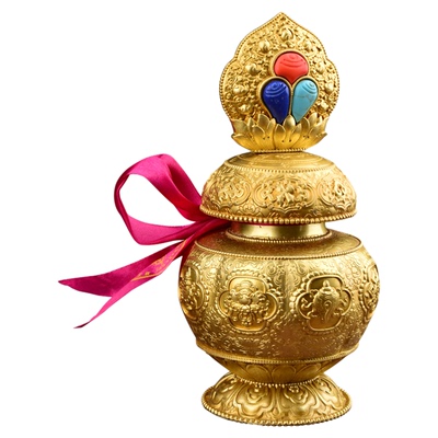 现货正品亚青装藏地藏王纯铜宝瓶僧众八吉祥宝瓶供奉佛堂居家摆件