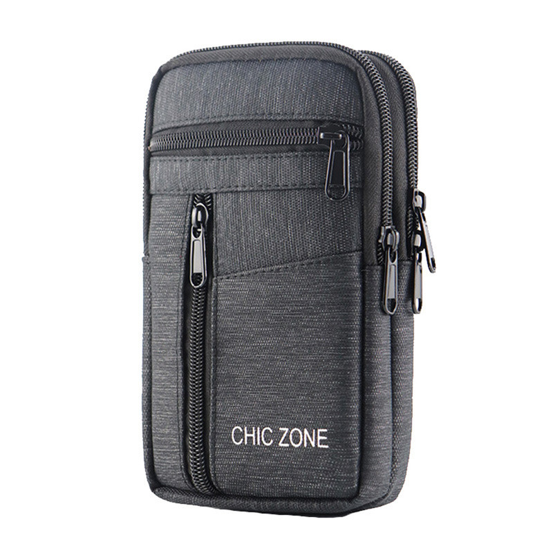 男士帆布竖款翻盖战术手机腰包