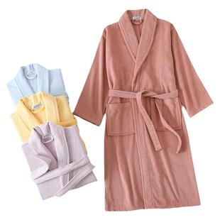 纯棉毛巾料浴袍女长款吸水速干全棉浴衣男游泳洗澡可穿式浴巾睡袍