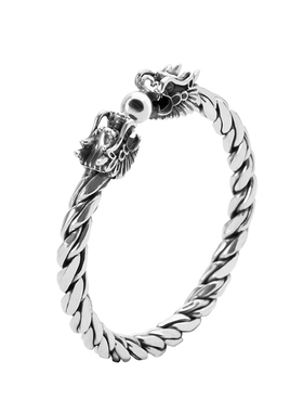 宝茉双龙戏珠9999足银实心手镯男