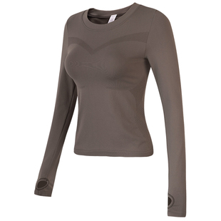 速干显瘦跑步瑜伽服长袖女修身高弹健身衣普拉提训练运动上衣秋冬