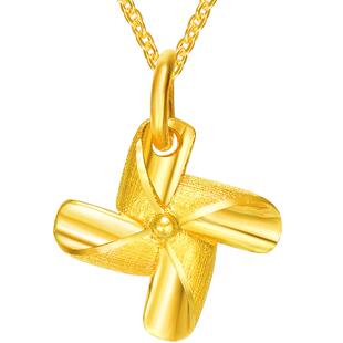 赛菲尔迷你黄金项坠小风车足金999.9小吊坠女时尚个性转运计价