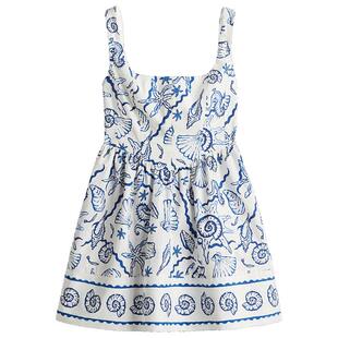 HM女装连衣裙春季新款露背方领度假印花吊带设计感碎花裙1273504