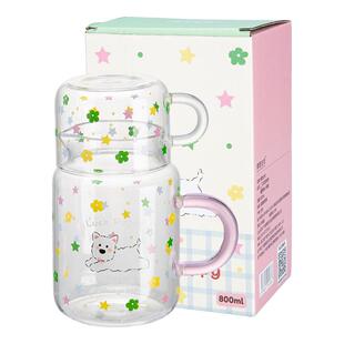摩登主妇高硼硅玻璃杯带盖杯子家用喝水杯大容量牛奶咖啡杯凉水壶