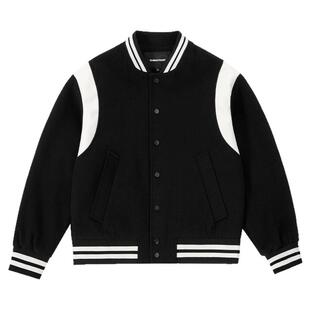 CLIMAX VISION50羊毛混纺撞色毛呢拼皮经典棒球服夹克外套男女款