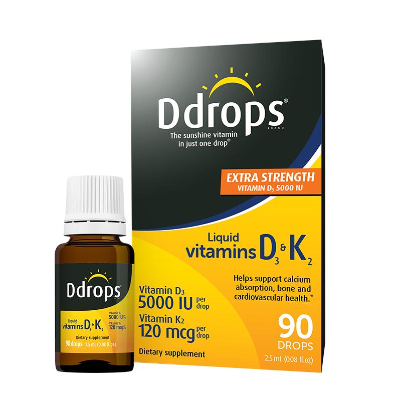 Ddrops滴卓思成人维生素d3k2滴剂阳光滴女性孕妇vd3进口维d5000iu