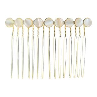 猫眼石发梳倒插梳金属高端后脑勺叉梳发夹发卡女发簪碎发整理神器