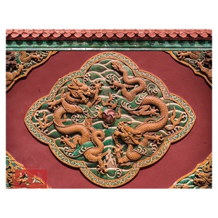 复古皇宫红墙墙纸中国红紫禁城宫墙壁纸餐饮古典建筑故宫壁画定制