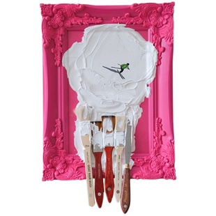 若奈 时髦人的手绘画《滑雪/冲浪者》厚彩装置艺术摆件挂画