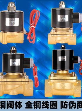 森亚SENYA全铜常闭电磁水阀220V气阀24V12V2W160-15 2分4分6分1寸