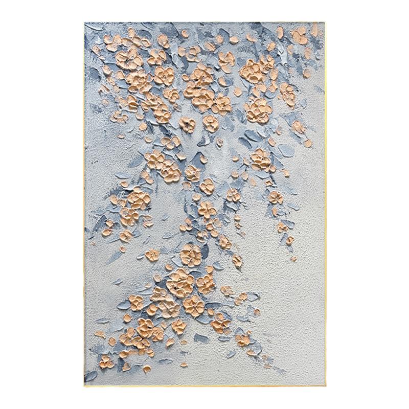 现代简约玄关装饰画抽象花卉手绘立体油画客厅落地画走廊过道挂画