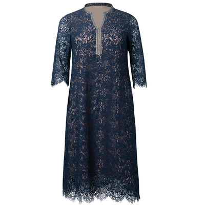 美丽客栈融锦蕾丝连衣裙气质长裙