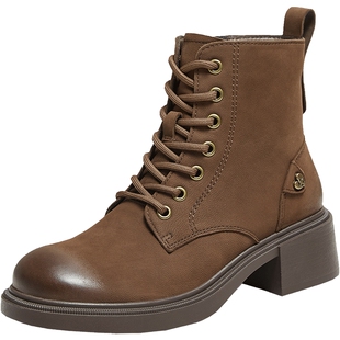 TATA他她靴子女2025冬季新款复古马丁靴百搭时装靴短靴WZQ03DD5