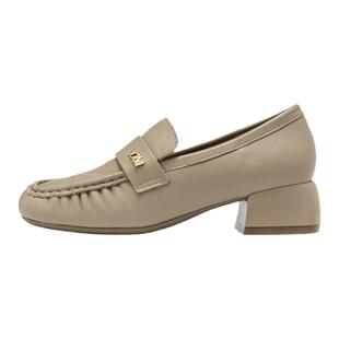 奥康女鞋 春秋款复古百搭舒适通勤一脚蹬单鞋英伦方跟皮鞋