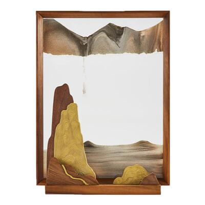 马鹿高山流水流沙画高档摆件礼物